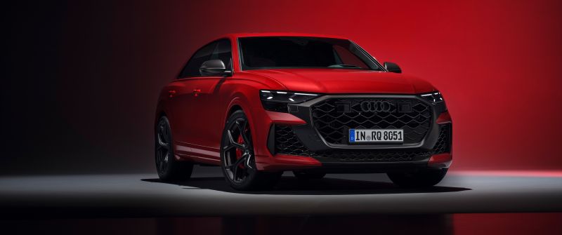 Audi RS Q8 performance, 8K, SUV, 2024, 5K, Red cars