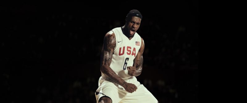 American basketball player, LeBron James, 5K, Dark background