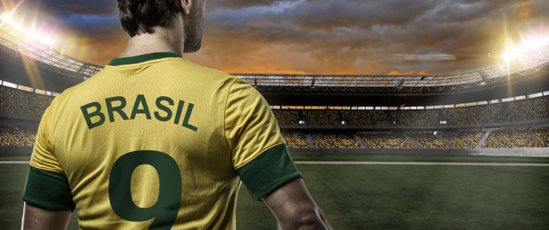 Brazil, Football player, Soccer Player, Soccer field, 5K, FIFA World Cup