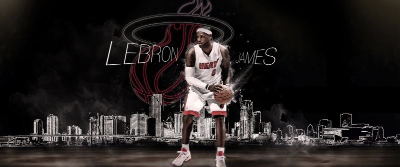 LeBron James, Miami Heat, Dark background, American basketball player, 5K