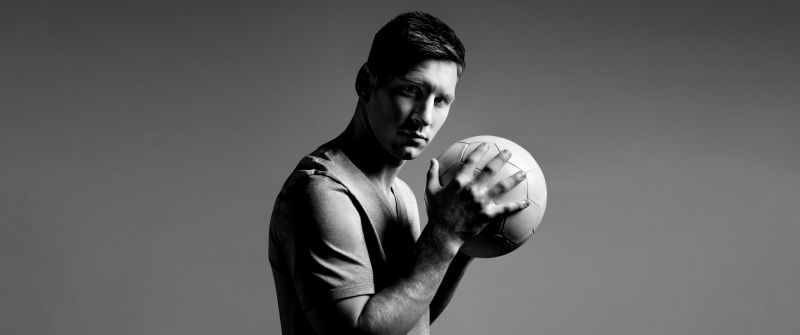 Lionel Messi, Monochrome, Argentine footballer, 5K