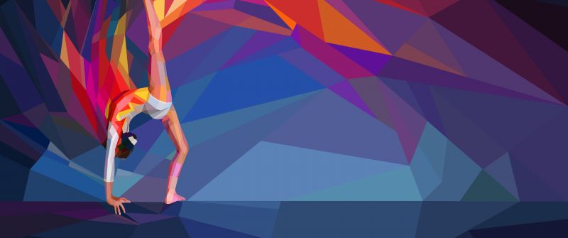 Gymnast, Illustration, Low poly, 5K