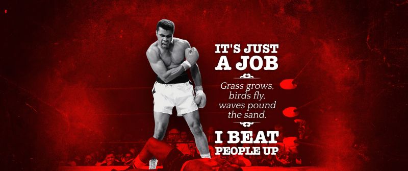 Muhammad Ali, Popular quotes, Boxer, Red background, 5K, Boxing, Dark red