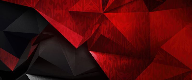 Red abstract, Polygonal, 5K, Black abstract