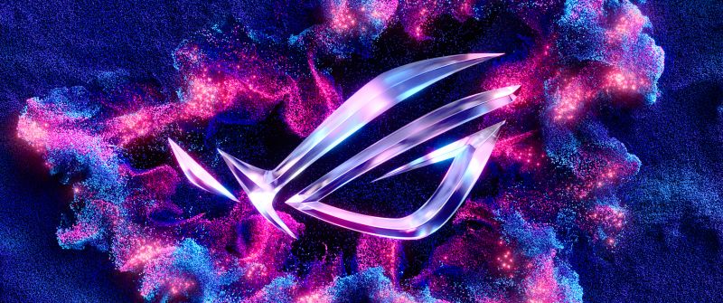 ASUS ROG, Particles, 3D background, Blue background