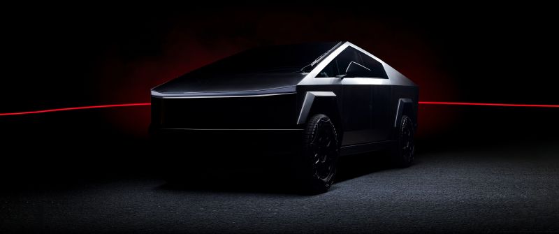 Tesla Cybertruck, Dark aesthetic, 5K, Dark background