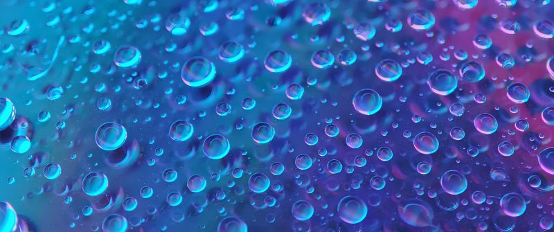 Water droplets, Blue aesthetic, Closeup Photography, Macro, Rain droplets, 5K