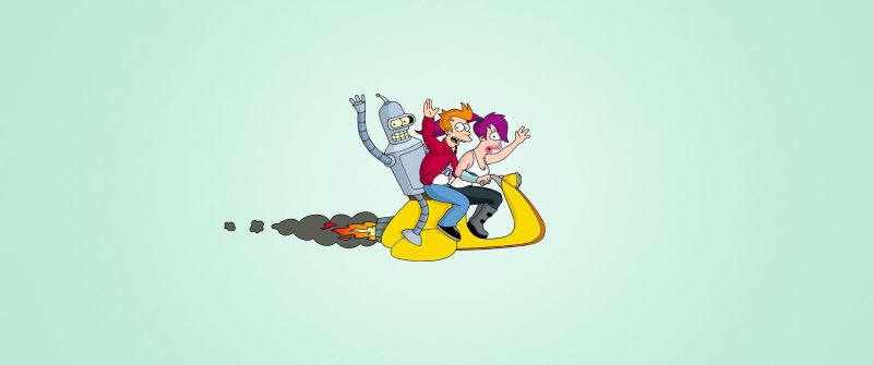 Futurama, Cartoon, TV series, Animated series, Minimalist, Phillip J Fry, Bender (Futurama), Leela (Futurama)