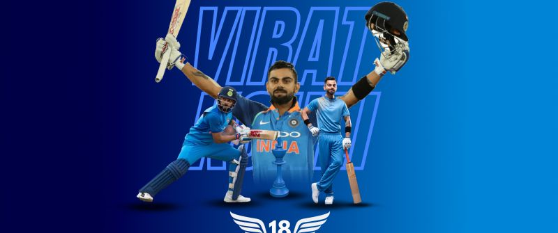 Virat Kohli, Indian cricketer, Blue aesthetic, 5K
