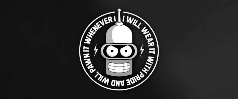 Bender (Futurama), Dark background, Funny, Cartoon, 5K, Popular quotes