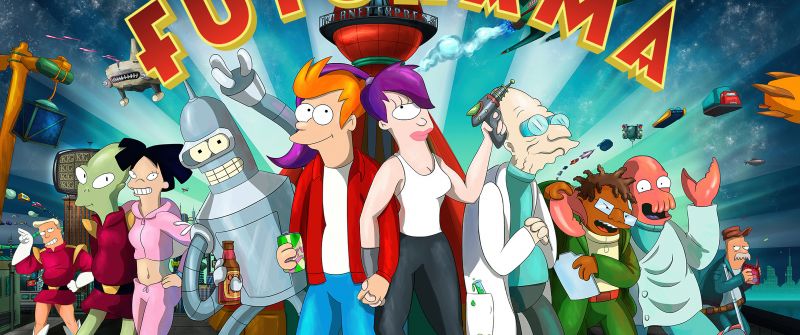 Futurama, TV series, Key Art, 5K, Phillip J Fry, Bender (Futurama)