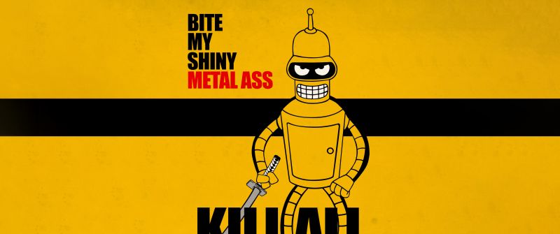 Bender (Futurama), Popular quotes, 5K, Yellow background