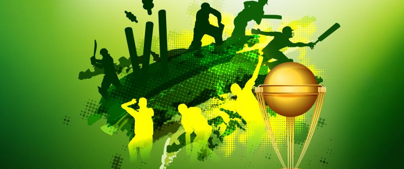 Cricket World Cup, Illustration, 5K, 8K, Green background