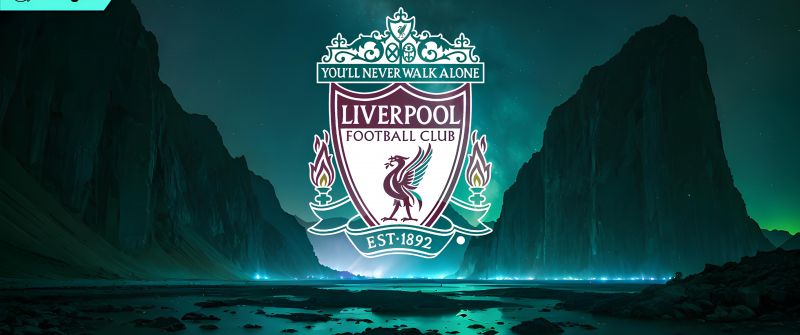 Liverpool FC, Neon logo, Premier League club, Football club, 5K, 8K, Green aesthetic