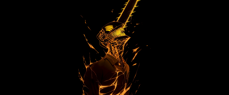 Denji, AMOLED, Chainsaw Man, Black background, 5K, AI art