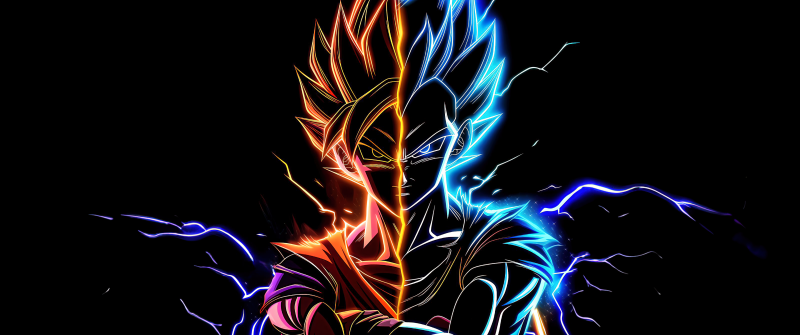 Son Goku, Vegeta, AMOLED, AI art, 5K, Black background