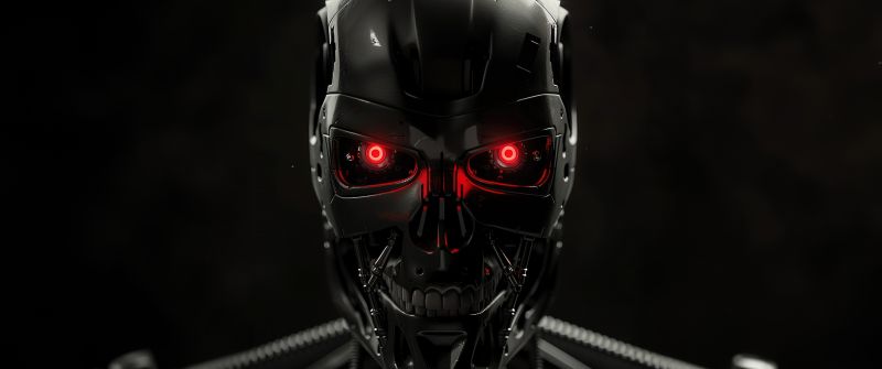 Terminator, Dark background, 5K, AI art
