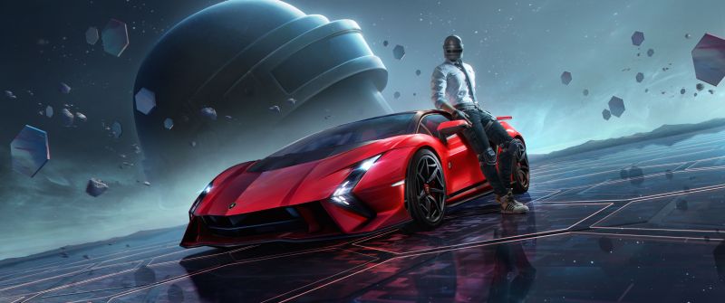 PUBG MOBILE, Lamborghini Invencible, 2024 Games, Level 3 helmet, Red cars