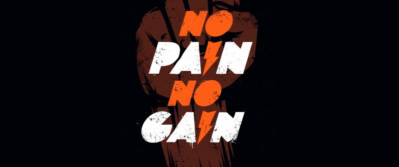 No pain No gain, 8K, Gym, Motivational quotes, 5K, Black background, AMOLED