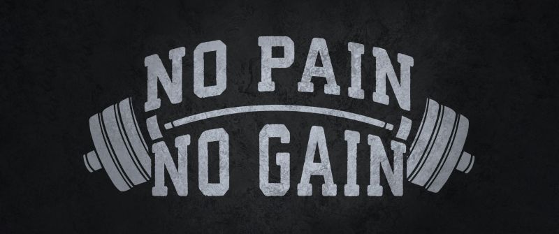 No pain No gain, Dumbbell workout, 5K, Inspirational quotes, Motivational quotes, Dark background, Monochrome, 5K