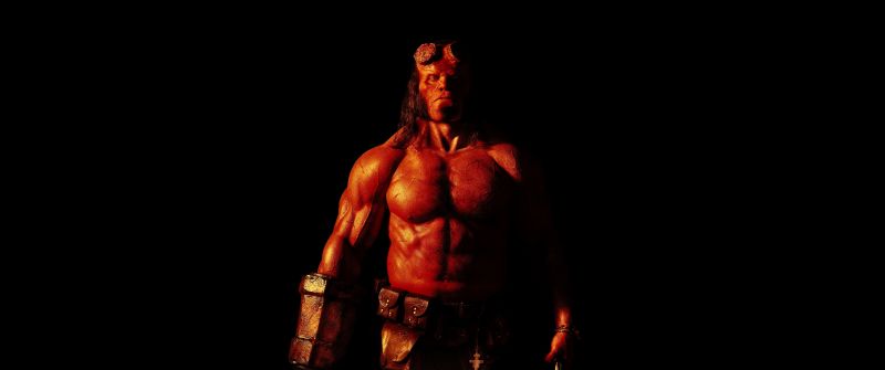 Hellboy, Black background, 8K, 5K, AMOLED, Superhero