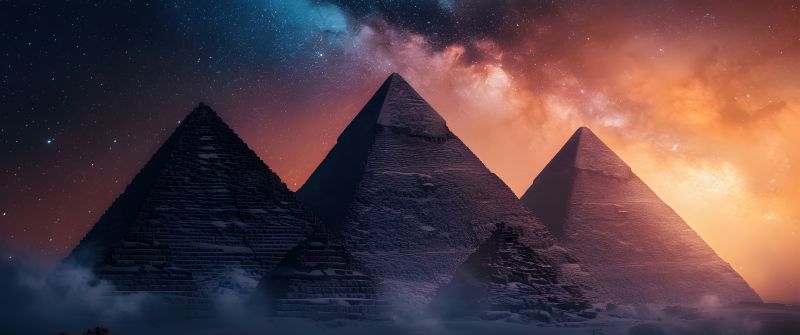 The Great Pyramid of Giza, Aesthetic, Milky Way, Egypt, Ancient architecture