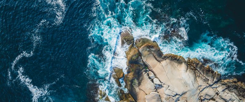 Peggy's Cove, Seascape, Aerial view, St Margarets Bay, Atlantic Ocean, Nova Scotia, North America, 5K