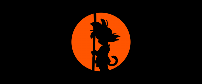 Son Goku, Silhouette, Black background, AMOLED, Dragon Ball, 5K, 8K, 12K