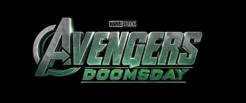 Avengers: Doomsday, Logo, Black background, 2026 Movies, 5K, 8K