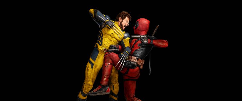 Deadpool & Wolverine, Black background, AMOLED, Movie poster, 5K, 2024 Movies, Marvel Superheroes