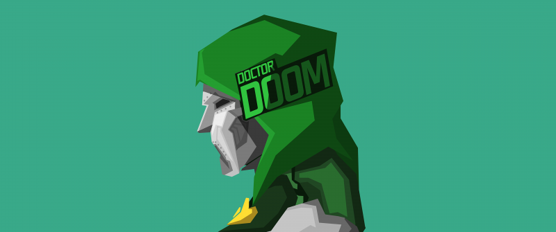 Doctor Doom, Minimalist, 8K, Supervillain, Marvel Comics, 5K, Green aesthetic