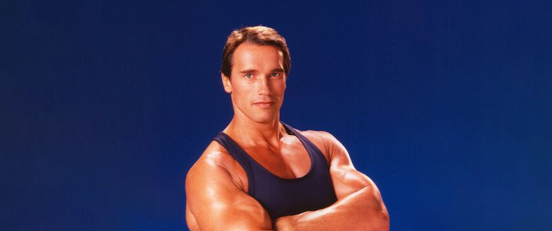 Arnold Schwarzenegger, Portrait, Bodybuilder, American actor, 5K, Blue background