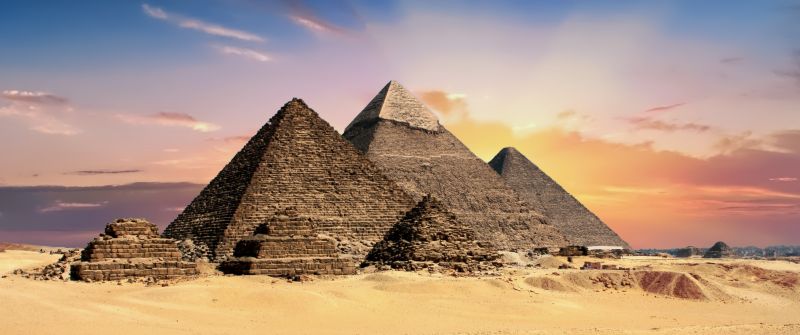 Egyptian Pyramids, Sunset, Seven Wonders of the Ancient World, Scenic, Tourist attraction, The Great Pyramid of Giza