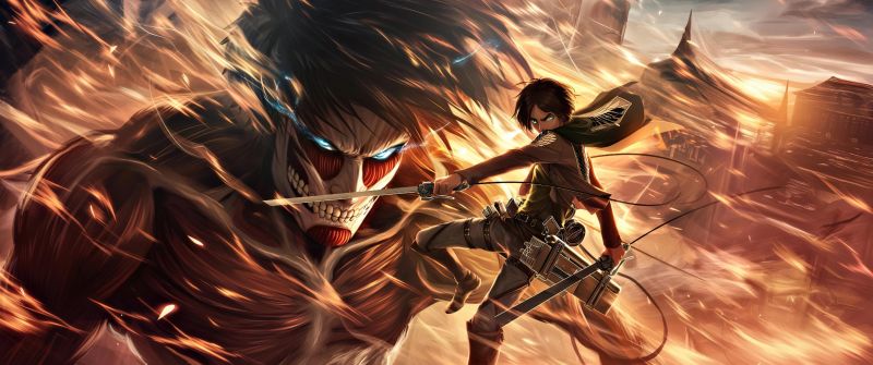 Shingeki no Kyojin, Eren Yeager, Mikasa Ackerman, 5K