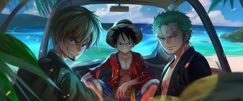 One Piece, Straw Hat Pirates, Sanji, Monkey D. Luffy, Roronoa Zoro, 5K