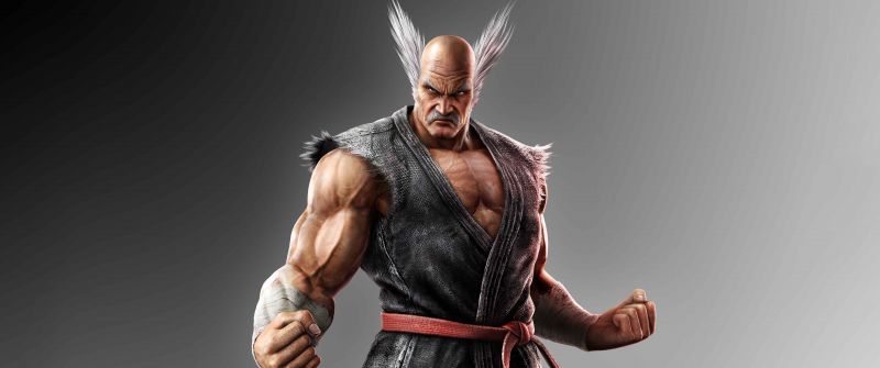 Heihachi Mishima, 8K, Tekken 7, Grey background, 5K