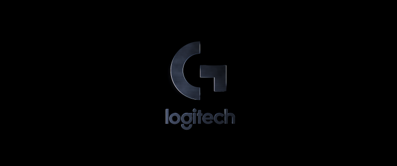 Logitech, Minimalist, Black background, Minimal logo