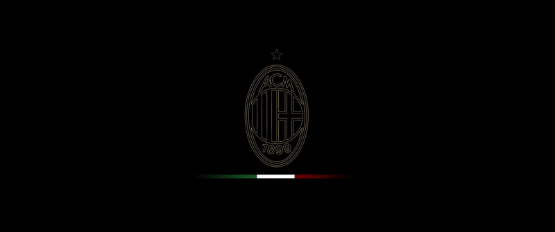 AC Milan, Minimal logo, 5K, Black background, AMOLED