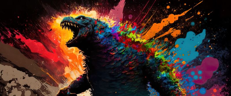 Godzilla, Pop Art, 5K, Titan, Kaiju, Colorful art