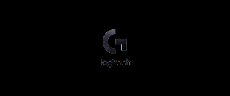 Logitech, Minimal logo, Black background, AMOLED, Monochrome