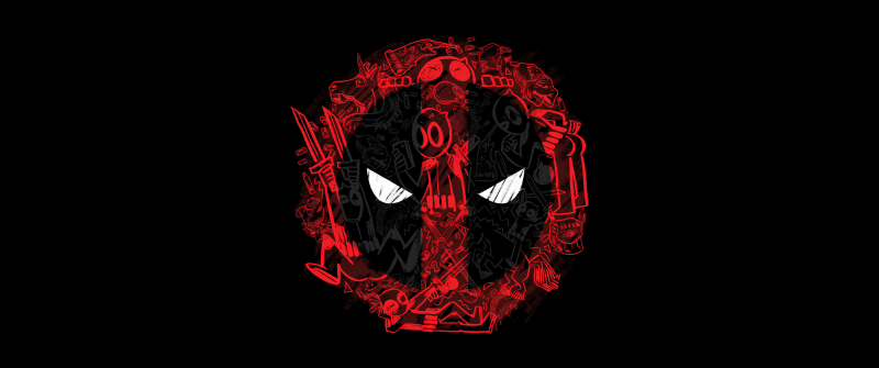 Deadpool, Black background, Marvel Superheroes, 5K, AMOLED