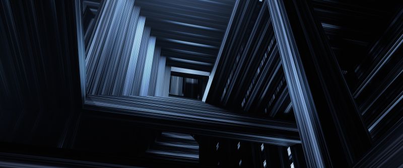 Mysterious, Geometric, Fractal, Pattern, Lines, Shapes, Dark blue, Complex, Depth, Hypnotic