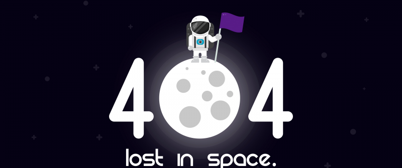 Lost in Space, 404 Error, Astronaut, Dark purple, Dark background, Moon, Illustration, 5K