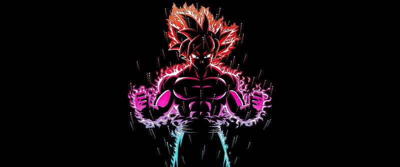Ultra Instinct Goku, Black background, Dragon Ball Z, AMOLED