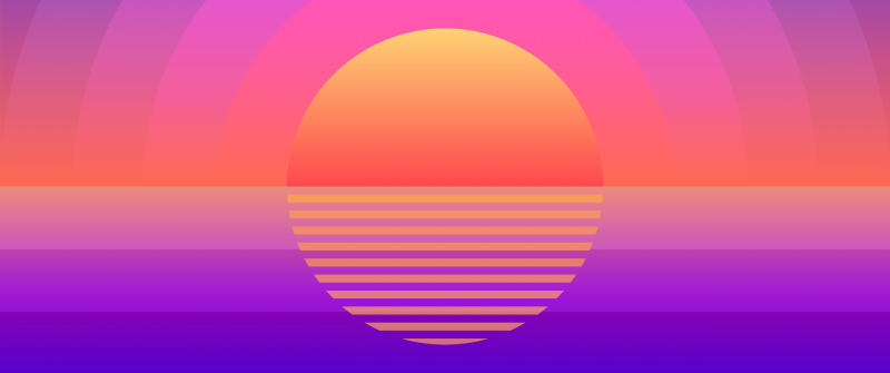 Summer, Sunset, Pop Art, 5K, Reflection, Colorful gradients, Colorful background