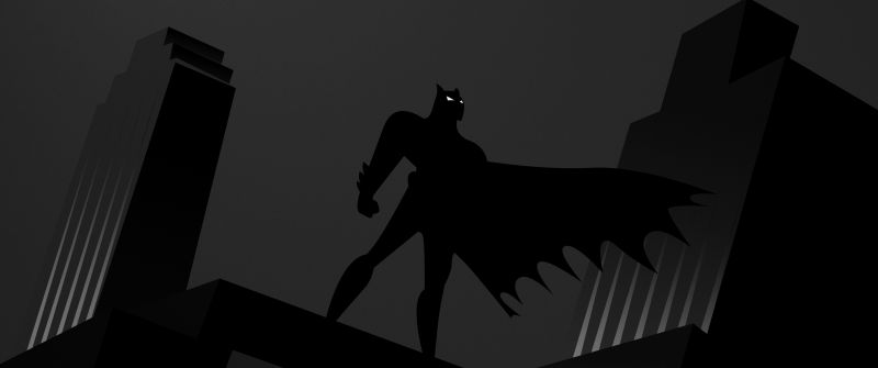 Batman, Monochrome, Silhouette, 5K, Gotham, Dark theme