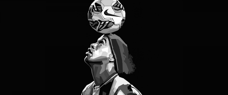 Ronaldinho, Iconic, Minimalist, AMOLED, Brazilian Football Player, Black background, 5K