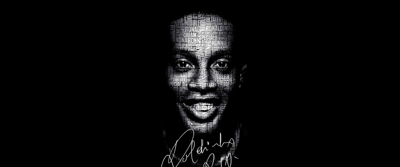 Ronaldinho, Black background, 5K, Brazilian Football Player, AMOLED