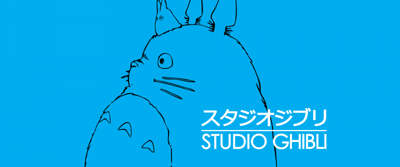 Studio Ghibli, Totoro, 5K, 8K, Blue aesthetic, Minimalist, Blue background