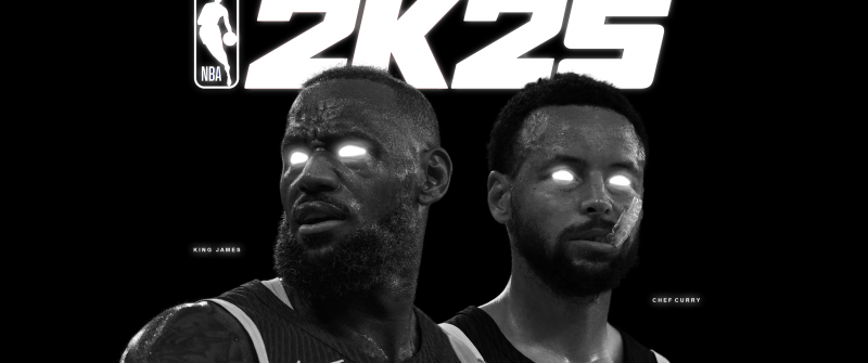 NBA 2K25, Monochrome, LeBron James, Stephen Curry, Black background, AMOLED, 2024 Games